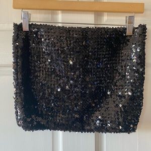 Stretchy Black Sequin Tube Top
